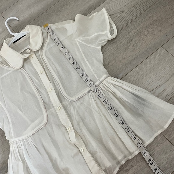 Burberry Cottagecore Blouse sheer button up womens Cream (size 8) minimalist - Picture 6 of 7